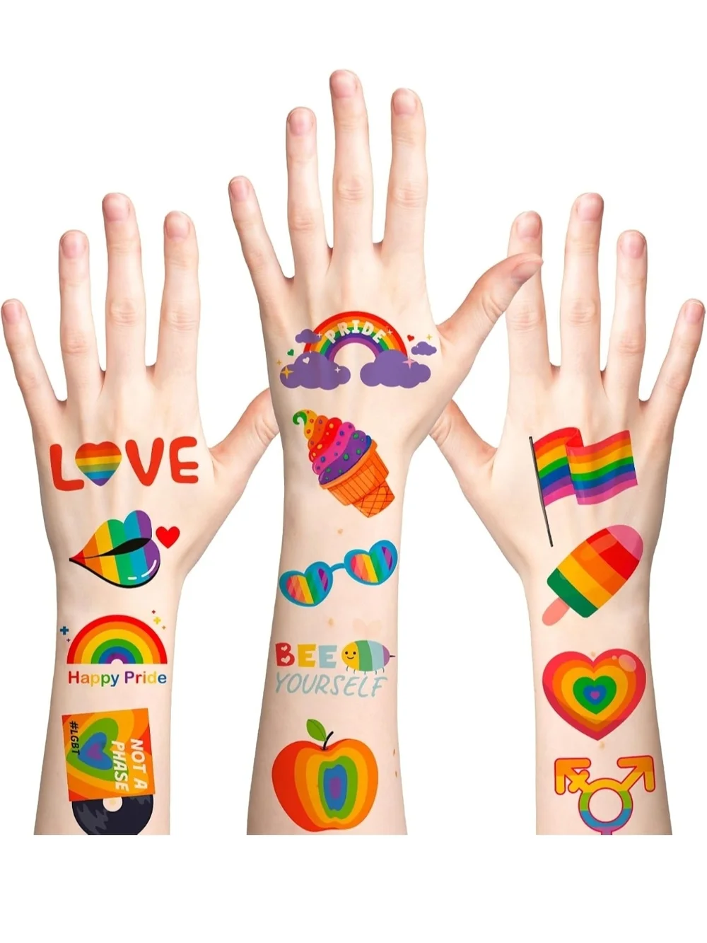 Rainbow Pride Party Tattoos - 120 PCS